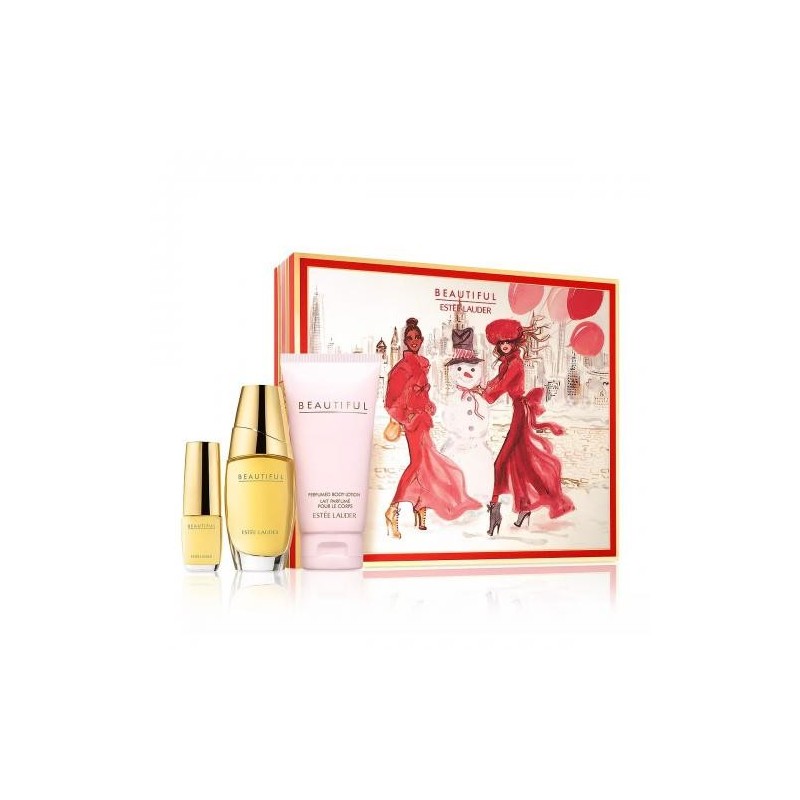 Beautiful 3 Pcs Set: 1 Oz Eau De Parfum Spray + 0.16 Oz Eau De Parfum Spray + 2.5 Perfumed Body Lotion (Hard Box)