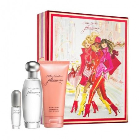 Pleasures 3 Pcs Set For Women: 1.7 Eau De Parfum Spray + 2.5 Body Lotion + 0.14 Eau De Parfum Spray (Hard Box)