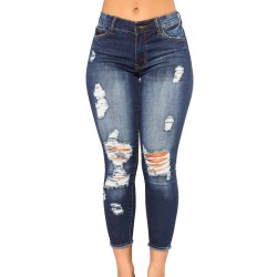 Foreign Trade Highwaist Stretch Ripped Jeans For Women